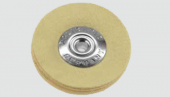 MIT WILDLEDERSCHEIBEN Schmalbürste mit konischem Aluminiumkern und Scheiben aus Chamoisleder